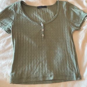 brandy melville green eyelet top